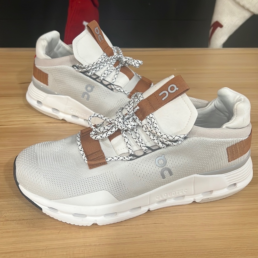 On Running Cloudnova White Pearl Brown Running Shoe Men 8.5